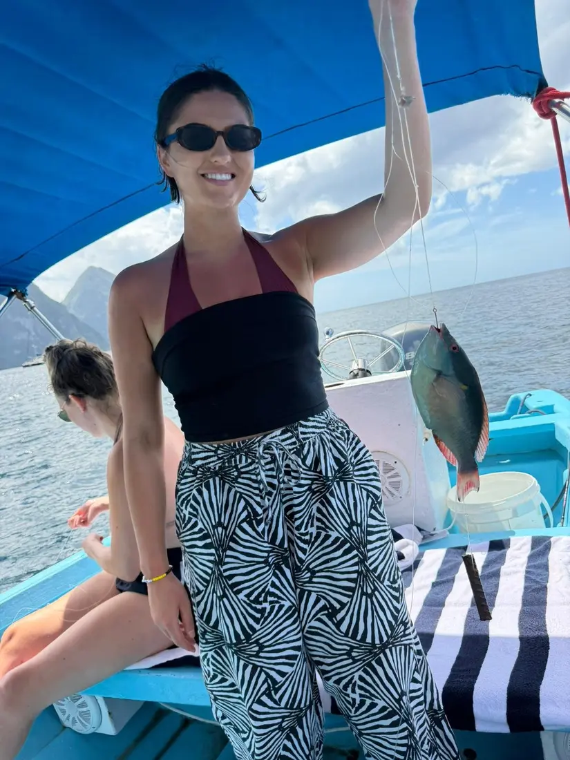 Visitor on a St. Lucia sea tour